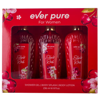 Ever Pure Elixir Red Set For Women Shower Gel 236ml + Body Splash 236ml + Body Lotion 236ml