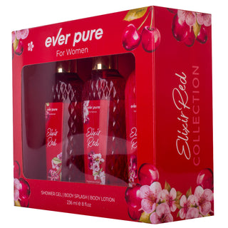 Ever Pure Elixir Red Set For Women Shower Gel 236ml + Body Splash 236ml + Body Lotion 236ml