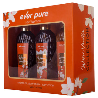 Ever Pure Warm Vanilla Set For Women Shower Gel 236ml + Body Splash 236ml + Body Lotion 236ml