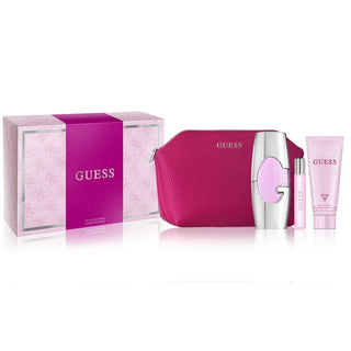 Guess Pink Set For Women Eau De Parfum 75ml + Travel Size 15ml+Body Lotion 100ml + Pouch