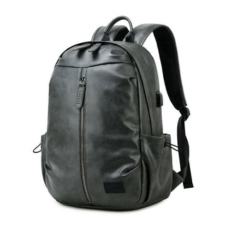 Buy grey Rahala GLD115 Water Resistant Leather 15.6-Inch Laptop Casual Backpack