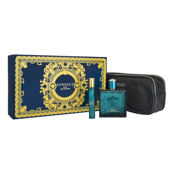 Versace Eros Set For Men Eau De Parfum 100ml + Mini Travel 10ml + Pouch